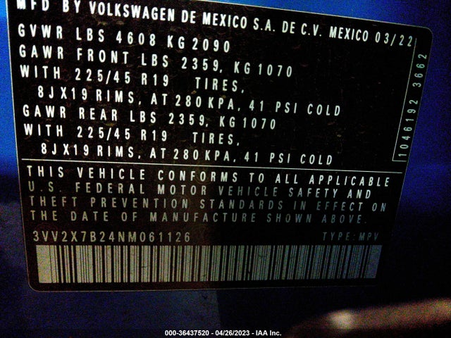 3VV2X7B24NM061126 Volkswagen TAOS SEL