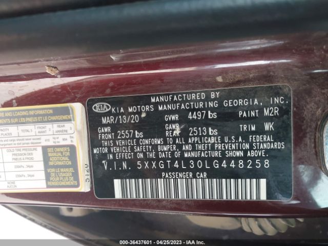5XXGT4L30LG448258 KIA Optima Lx