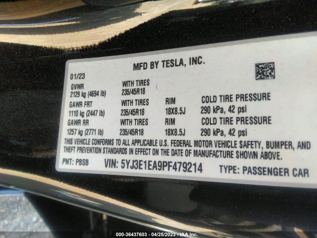 Tesla MODEL 3 2023 5YJ3E1EA9PF479214 Image 10