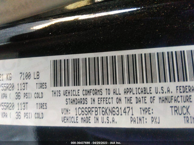 1C6SRFBT6KN631471 RAM 1500 Big Horn/lone Star