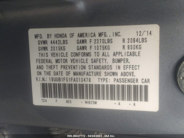 Acura TLX TECH 2015 19UUB1F51FA010478 Image 11
