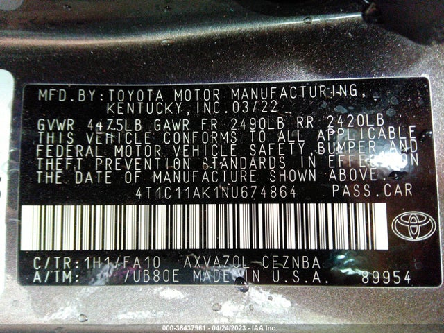 Toyota CAMRY LE 2022 4T1C11AK1NU674864 Image 11