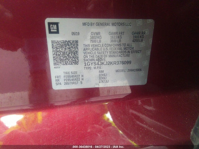 1GYS4JKJ2KR376099 Cadillac Escalade Esv Premium Luxury