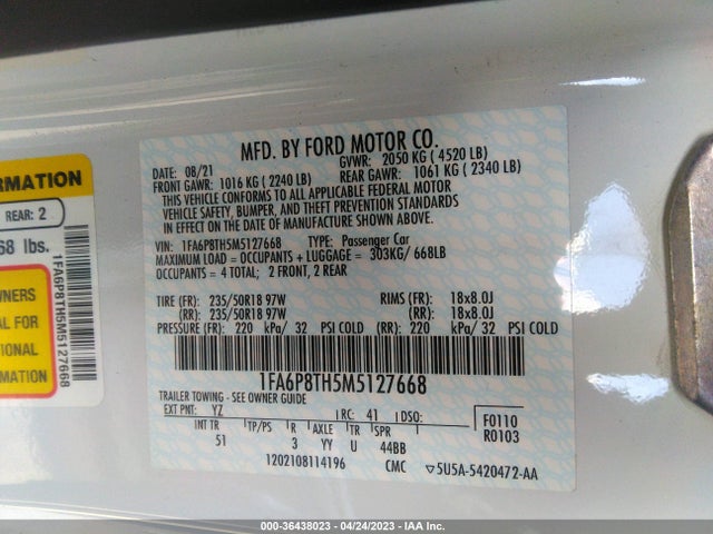 Ford Mustang Ecoboost 2021 1FA6P8TH5M5127668 Image 10