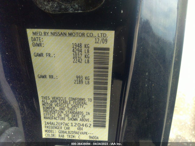 2010 NISSAN ALTIMA 2.5 S VIN: 1N4AL2EP7AC120462