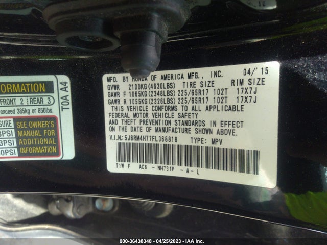 Honda Cr-v Ex-l 2015 5J6RM4H77FL068818 Image 9