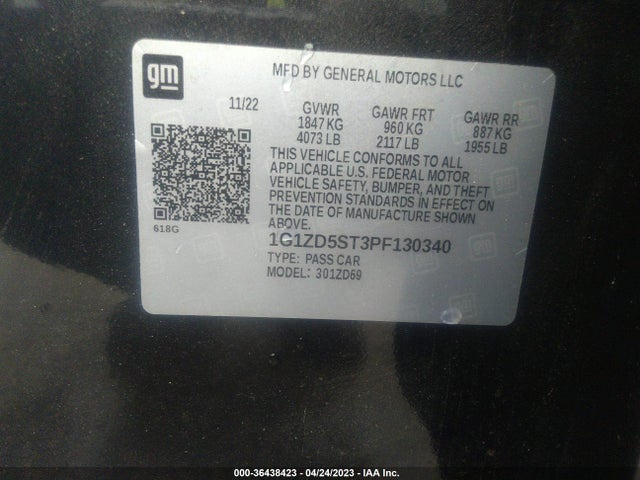 Chevrolet MALIBU LT 2023 1G1ZD5ST3PF130340 Image 9