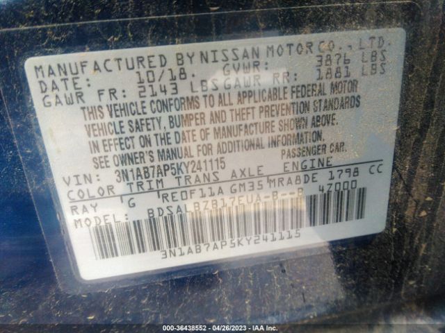 3N1AB7AP5KY241115 Nissan SENTRA S