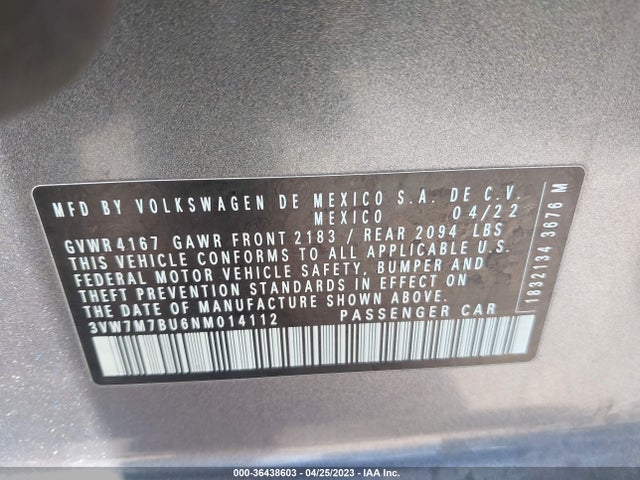 3VW7M7BU6NM014112 Volkswagen JETTA SE