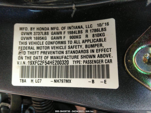 Honda Civic Sedan Lx 2017 19XFC2F54HE200320 Image 9
