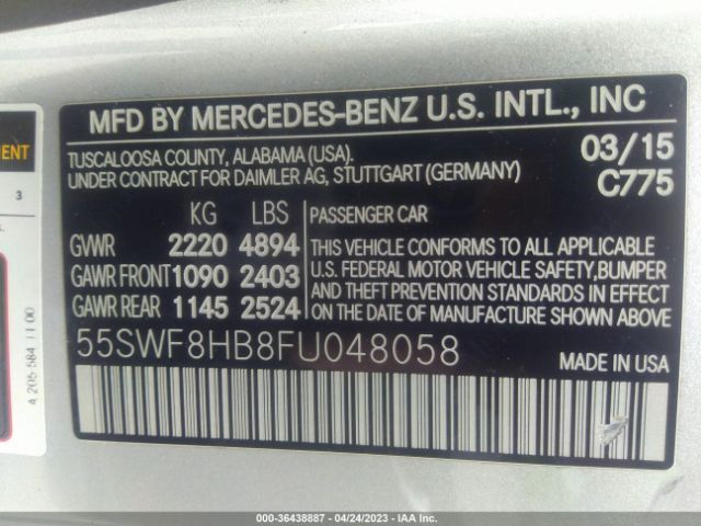 55SWF8HB8FU048058 Mercedes-Benz C-class Amg C 63 S