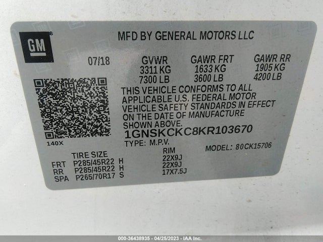 Chevrolet Tahoe Premier 2019 1GNSKCKC8KR103670 Image 9