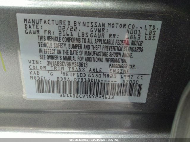 3N1AB8CV9NY249613 Nissan SENTRA SV