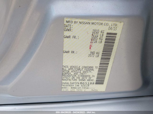 Nissan ALTIMA 2.5 2015 1N4AL3AP2FN865188 Image 10