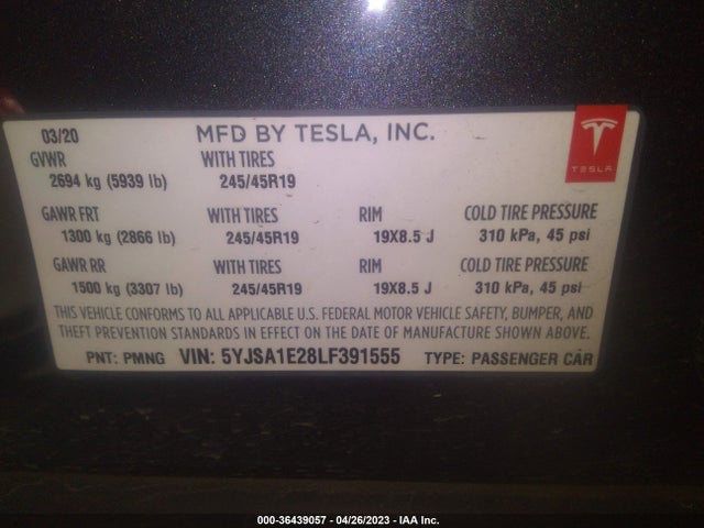 Tesla Model S Long Range 2020 5YJSA1E28LF391555 Image 11