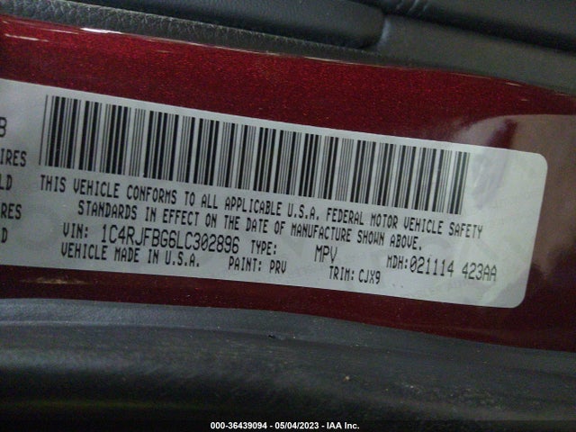 2020 JEEP GRAND CHEROKEE LIMITED VIN: 1C4RJFBG6LC302896