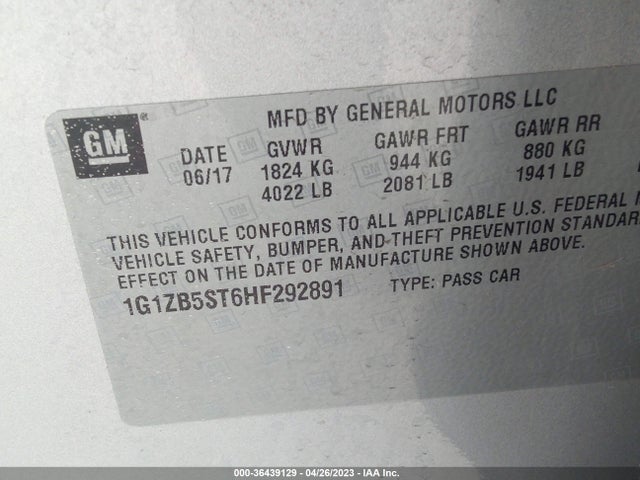 Chevrolet MALIBU LS 2017 1G1ZB5ST6HF292891 Image 9