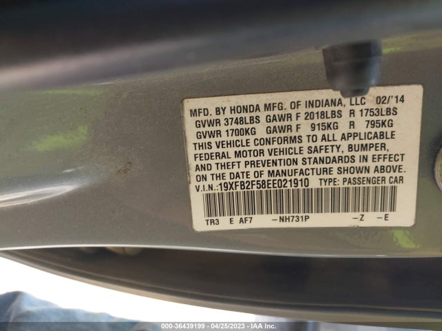 2014 HONDA CIVIC SEDAN LX VIN: 19XFB2F58EE021910