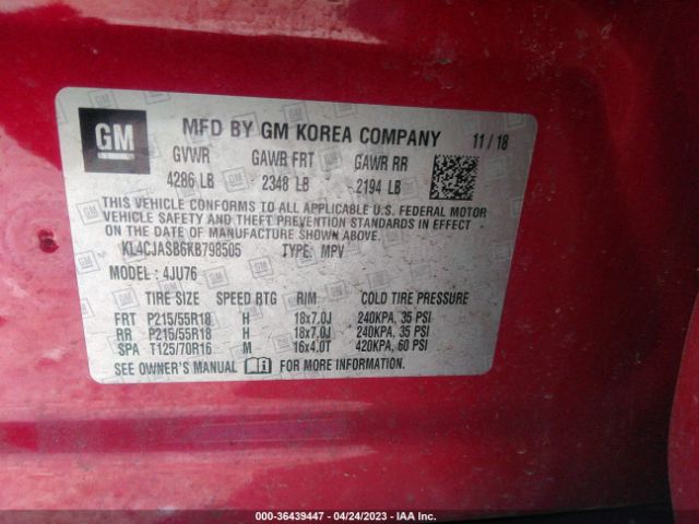 KL4CJASB6KB798505 Buick Encore Preferred