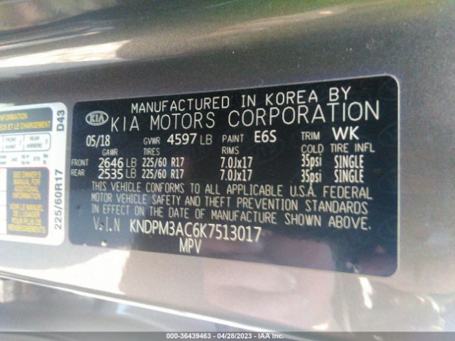 KNDPM3AC6K7513017 KIA Sportage Lx