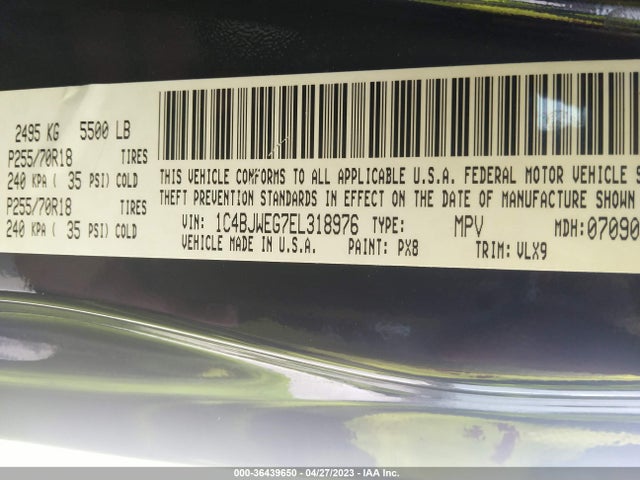 2014 JEEP WRANGLER UNLIMITED ALTITUDE VIN: 1C4BJWEG7EL318976