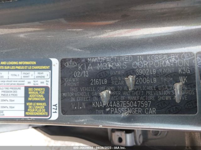 KNAFX4A87E5047597 KIA FORTE EX