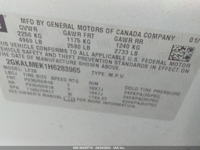 2GKALMEK1H6283965 GMC Terrain Sle