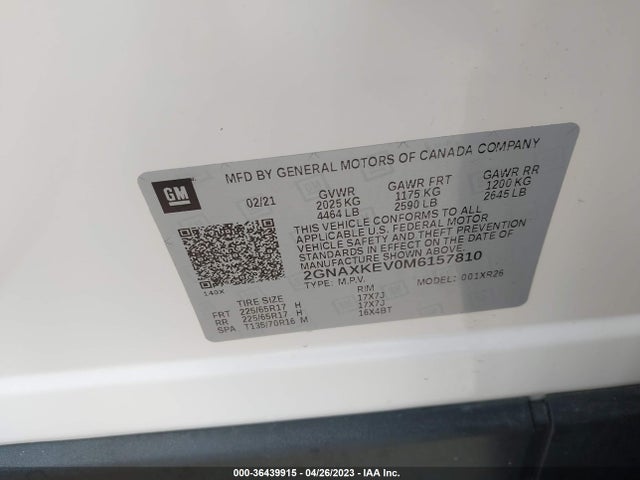 Chevrolet EQUINOX LT 2021 2GNAXKEV0M6157810 Image 9