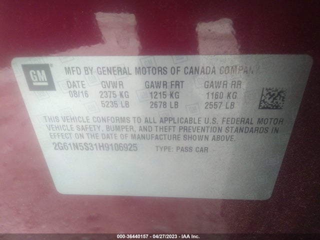 2G61N5S31H9106925 Cadillac XTS LUXURY