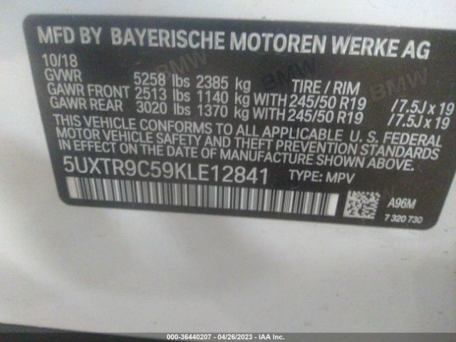 5UXTR9C59KLE12841 BMW X3 Xdrive30i