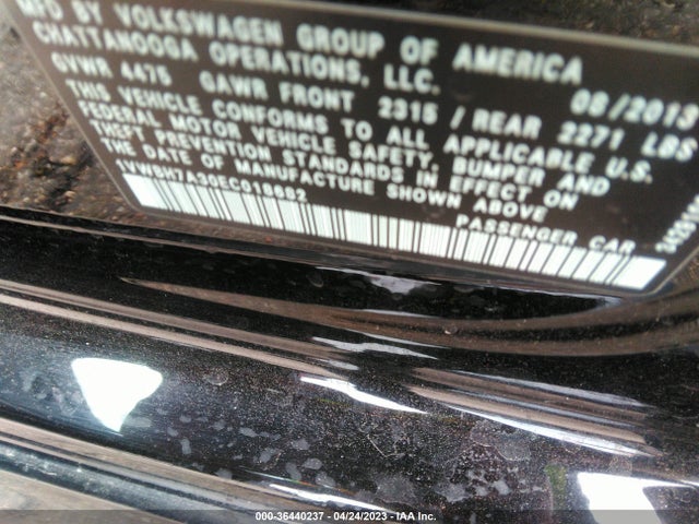 2014 VOLKSWAGEN PASSAT SE W/SUNROOF VIN: 1VWBH7A30EC018682