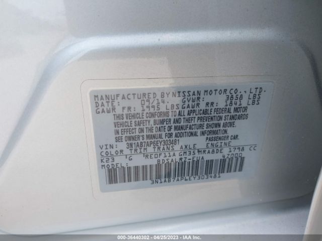 3N1AB7AP6EY303481 Nissan SENTRA SR