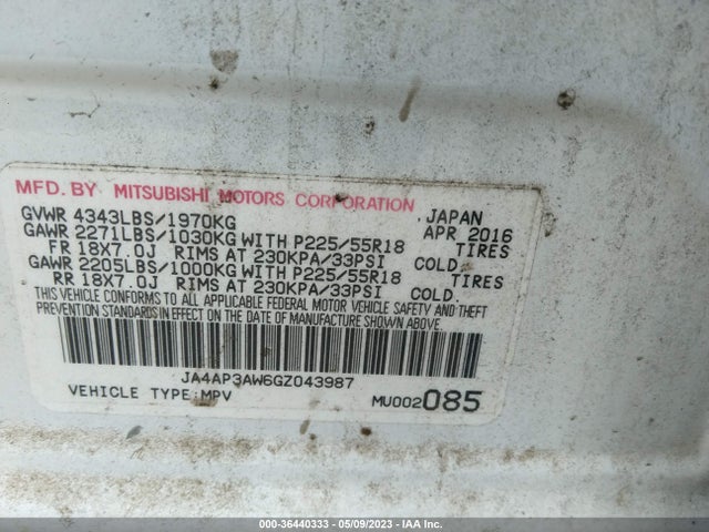 JA4AP3AW6GZ043987 Mitsubishi Outlander Sport 2.4