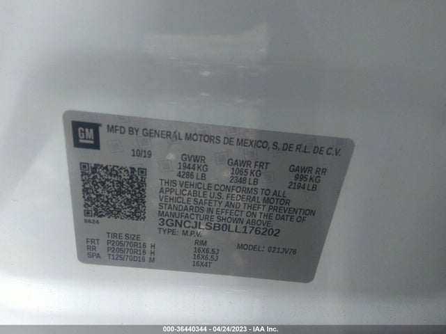 Chevrolet Trax Lt 2020 3GNCJLSB0LL176202 Image 9