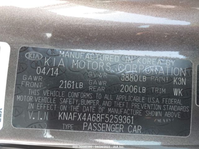 KNAFX4A68F5259361 KIA FORTE LX