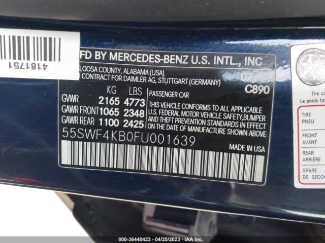 55SWF4KB0FU001639 Mercedes-Benz C-class C 300