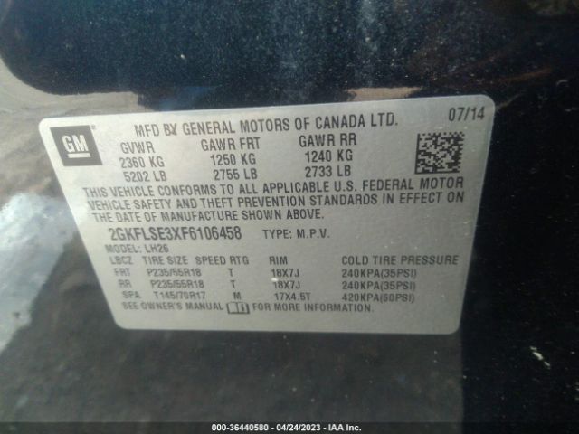 2GKFLSE3XF6106458 GMC Terrain Slt