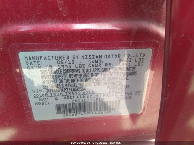 3N1AB7AP7FL656584 Nissan Sentra Sr/sl/s/sv/fe+ S
