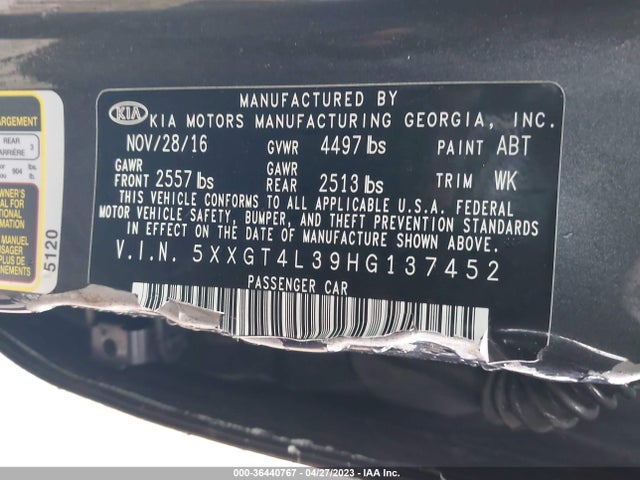 KIA Optima Lx 2017 5XXGT4L39HG137452 Image 10