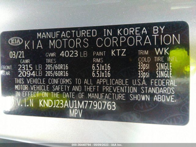 KNDJ23AU1M7790763 KIA SOUL LX