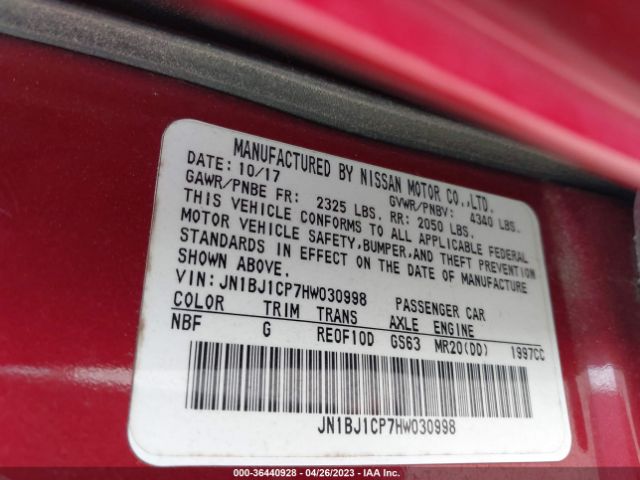 JN1BJ1CP7HW030998 Nissan Rogue Sport S