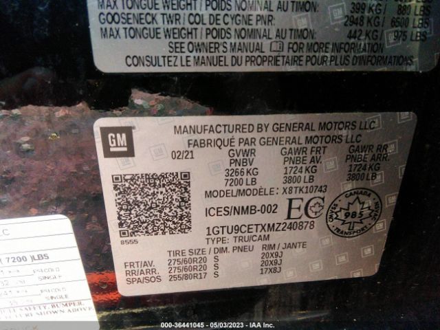 1GTU9CETXMZ240878 GMC Sierra 1500 Elevation