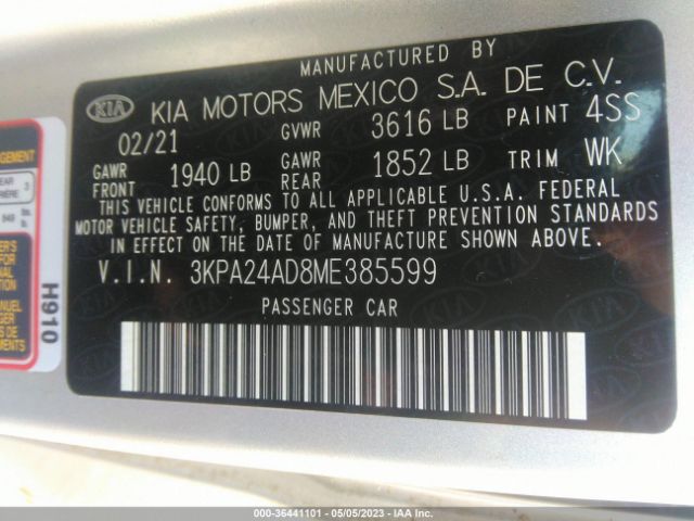3KPA24AD8ME385599 KIA RIO S