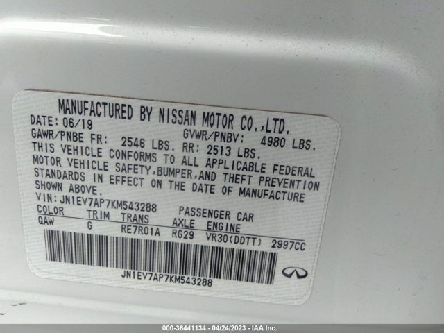 JN1EV7AP7KM543288 Infiniti Q50 3.0t Luxe