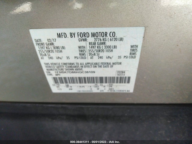 Ford EXPLORER XLT 2017 1FM5K7D86HGC36109 Image 10