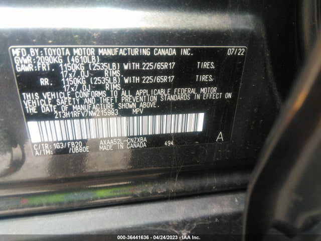 Toyota RAV4 LE 2022 2T3H1RFV7NW215983 Image 11