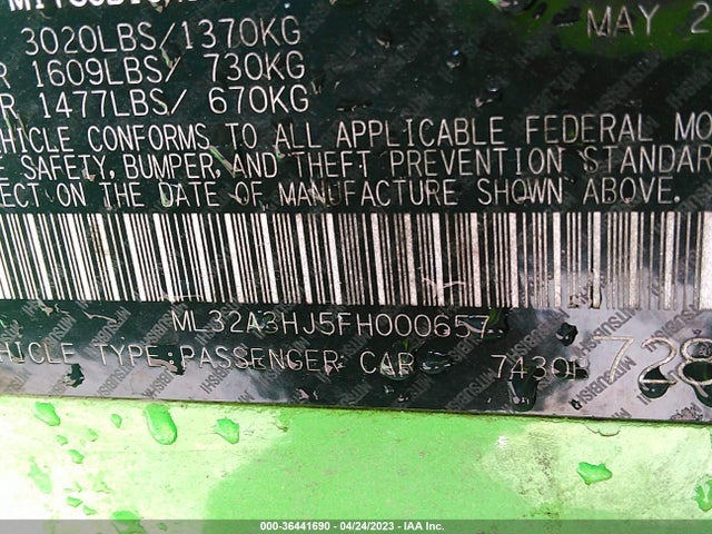 ML32A3HJ5FH000657 Mitsubishi Mirage De/rf
