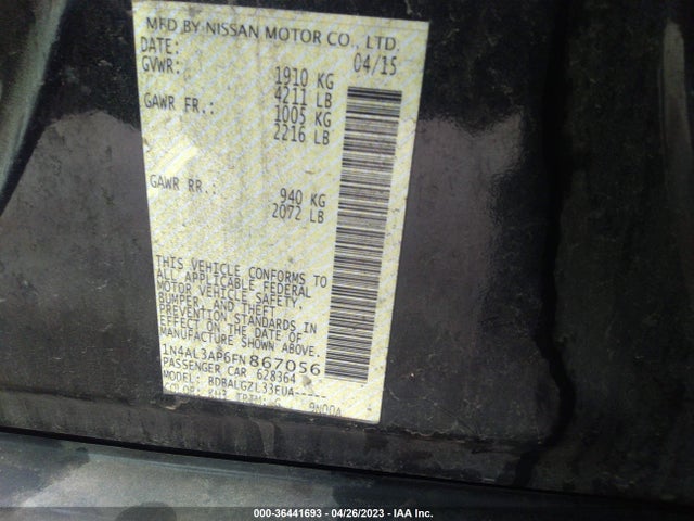 Nissan ALTIMA 2.5 2015 1N4AL3AP6FN867056 Image 10