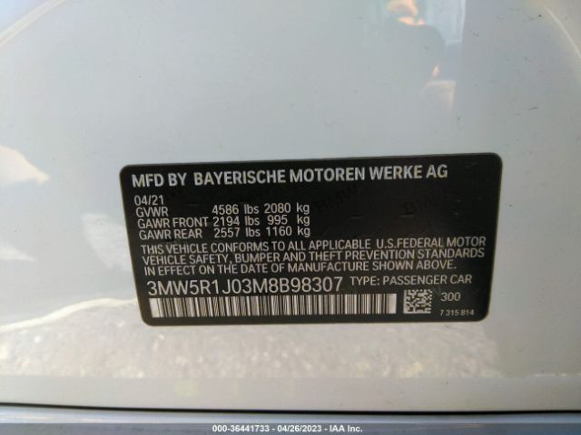 3MW5R1J03M8B98307 BMW 3 Series 330i