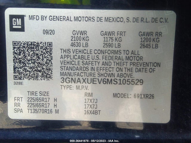 Chevrolet EQUINOX LT 2021 3GNAXUEV6MS105529 Image 9